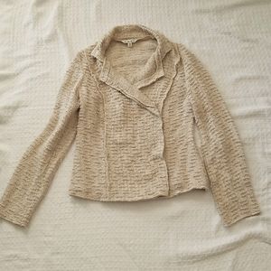 Women's double breasted fitted jacket. Cabi beigh textured fabric. XS